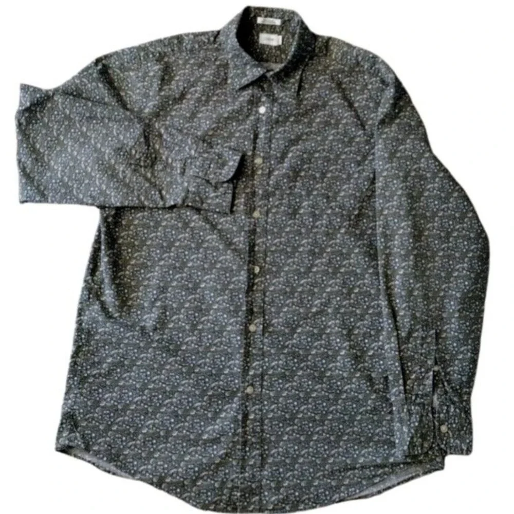 J. Crew Button Up Shirt Men‎ M Green White Floral Parsley Classic Fit Casual